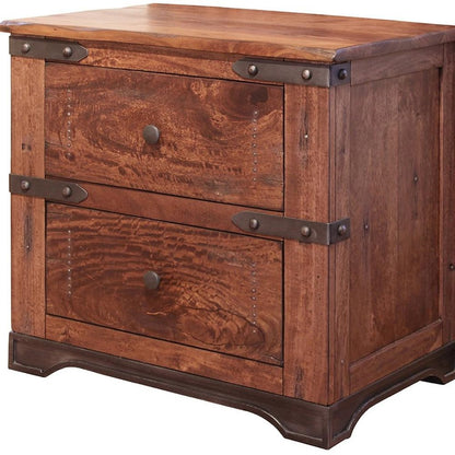 29" Wood Brown Two Drawer Nightstand HomeRoots