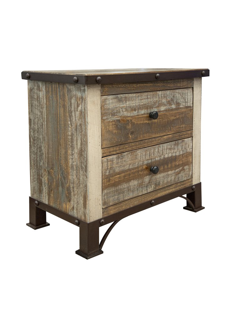 27" Brown Two Drawer Nightstand HomeRoots