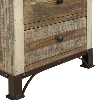 27" Brown Two Drawer Nightstand HomeRoots