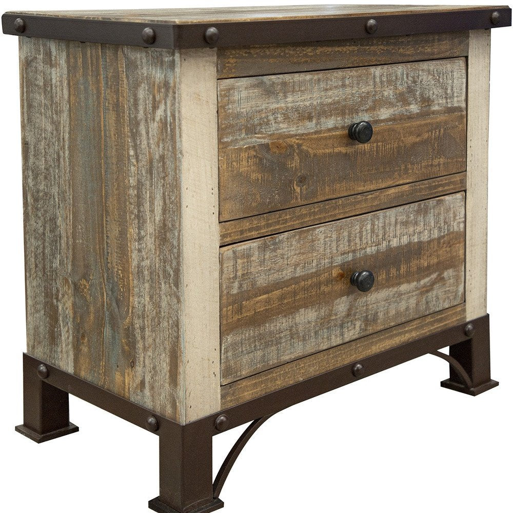 27" Brown Two Drawer Nightstand HomeRoots
