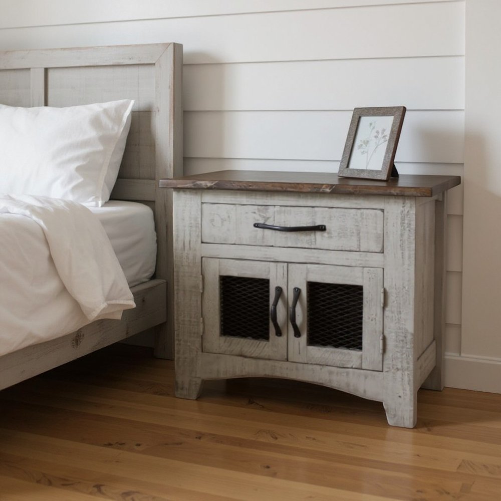 27" Gray Solid Wood One Drawer Nightstand HomeRoots