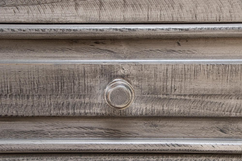 32" Gray Solid Wood Three Drawer Nightstand HomeRoots