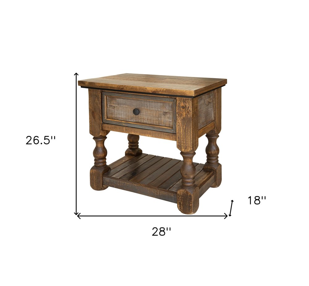 27" Brown Solid Wood One Drawer Nightstand HomeRoots