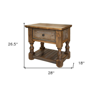27" Brown Solid Wood One Drawer Nightstand HomeRoots