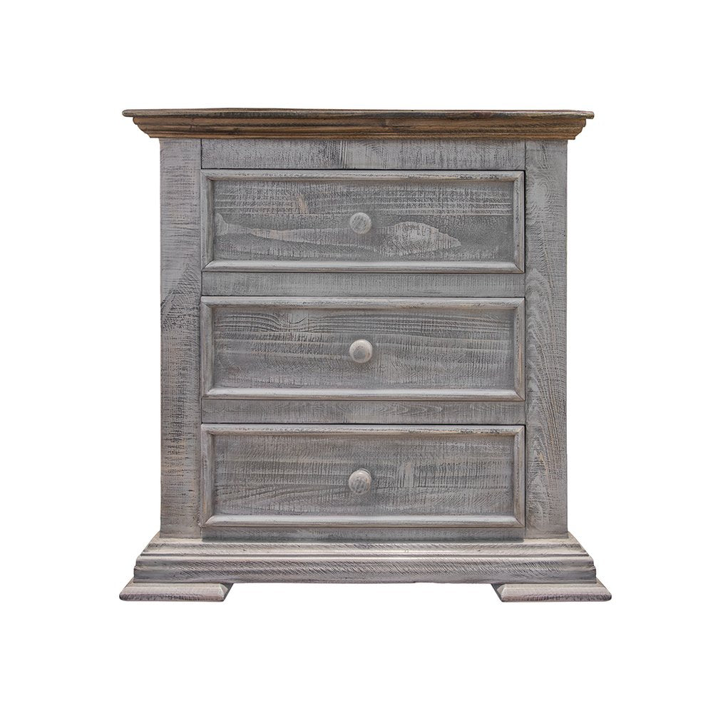 32" Gray Three Drawer Nightstand HomeRoots