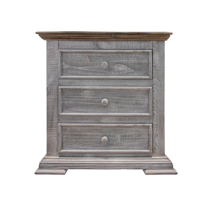 32" Gray Three Drawer Nightstand HomeRoots