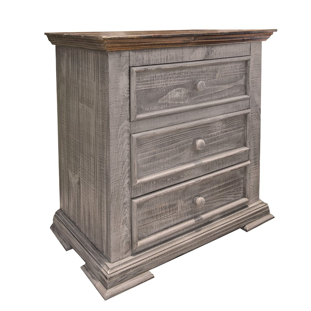 32" Gray Three Drawer Nightstand HomeRoots