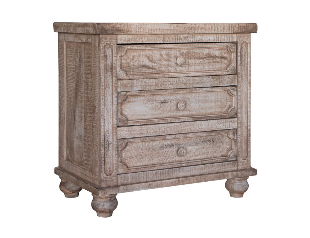 31" Brown Solid Wood Three Drawer Nightstand HomeRoots