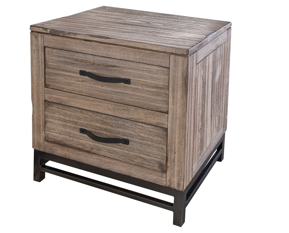 25" Brown Solid Wood Two Drawer Nightstand HomeRoots