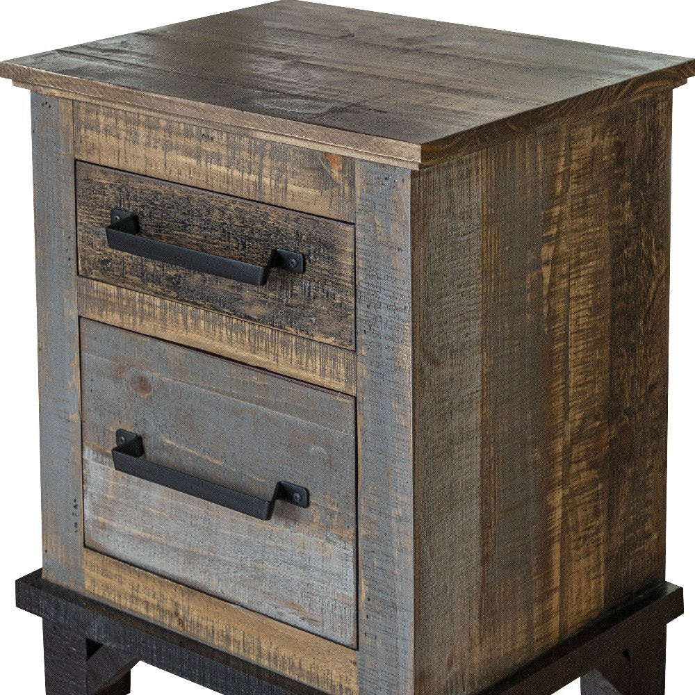 27" Brown Two Drawer Nightstand HomeRoots