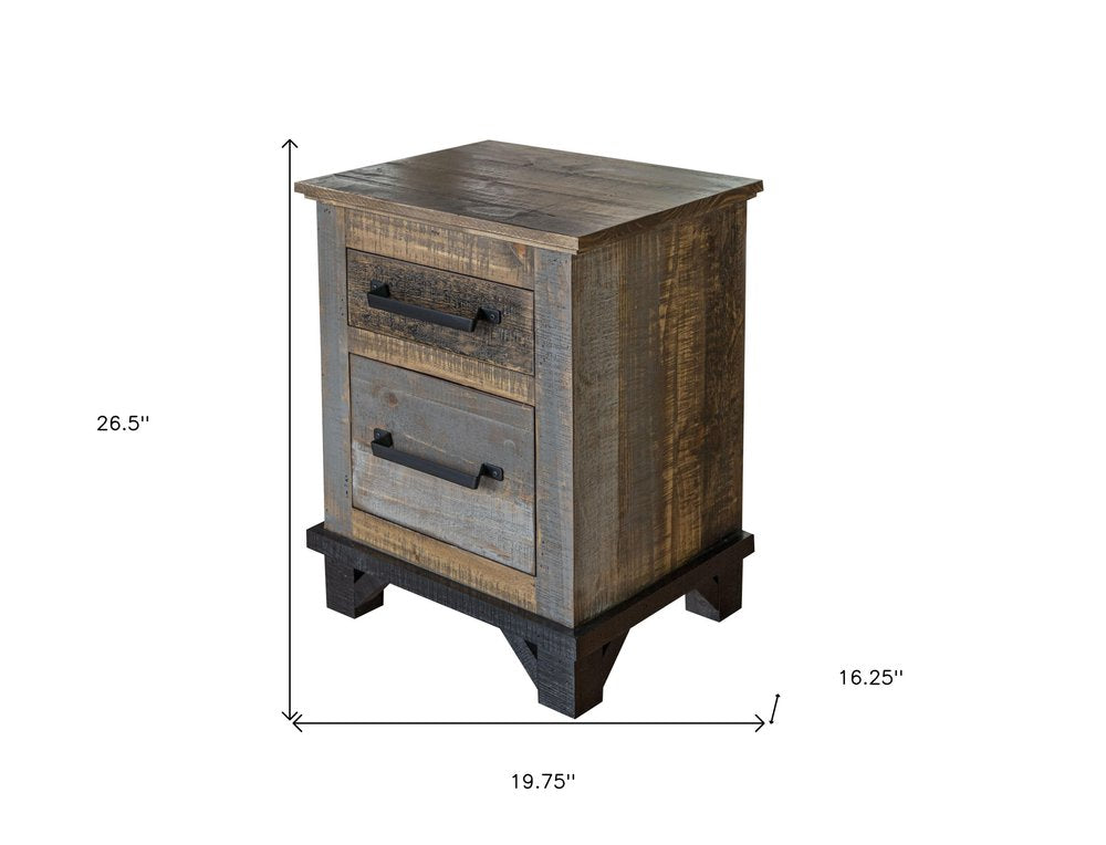 27" Brown Two Drawer Nightstand HomeRoots