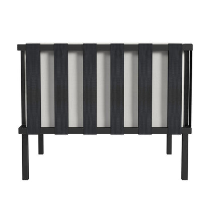 33" Black Metal Outdoor Arm Chair with Off White Cushion HomeRoots