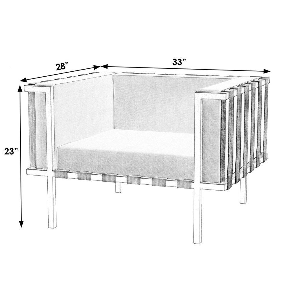 33" Black Metal Outdoor Arm Chair with Off White Cushion HomeRoots