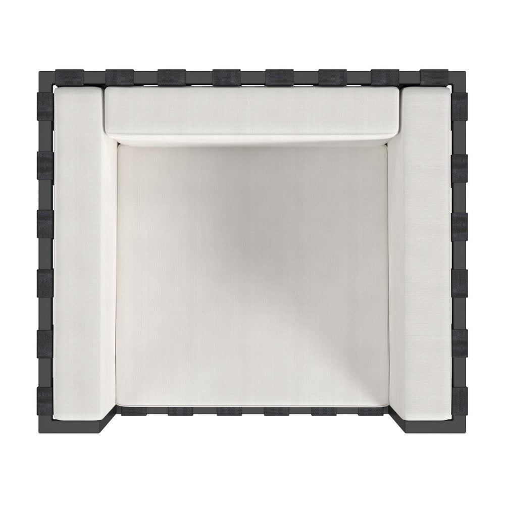 33" Black Metal Outdoor Arm Chair with Off White Cushion HomeRoots