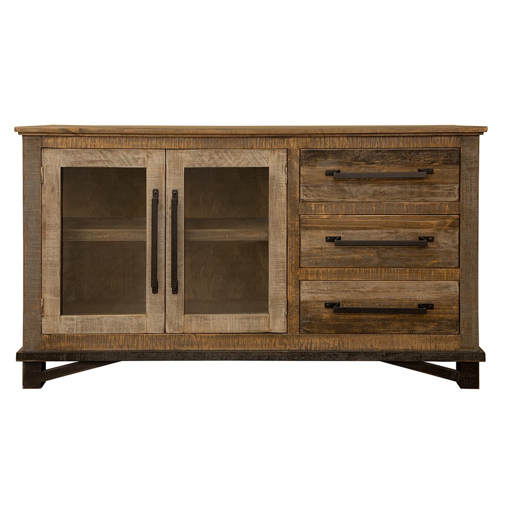 60" Brown Solid and Manufactured Wood Distressed Buffet Table HomeRoots