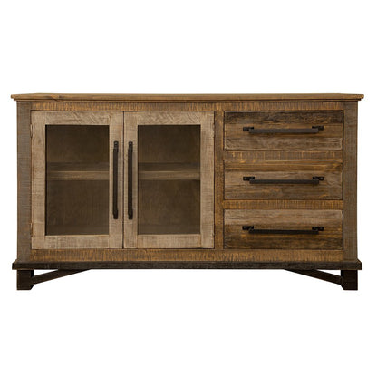 60" Brown Solid and Manufactured Wood Distressed Buffet Table HomeRoots