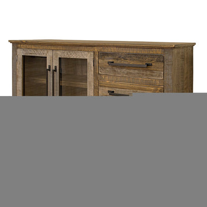 60" Brown Solid and Manufactured Wood Distressed Buffet Table HomeRoots