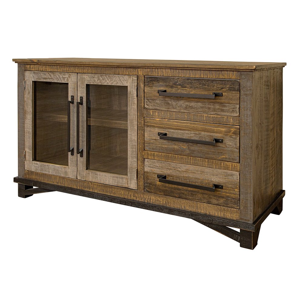 60" Brown Solid and Manufactured Wood Distressed Buffet Table HomeRoots