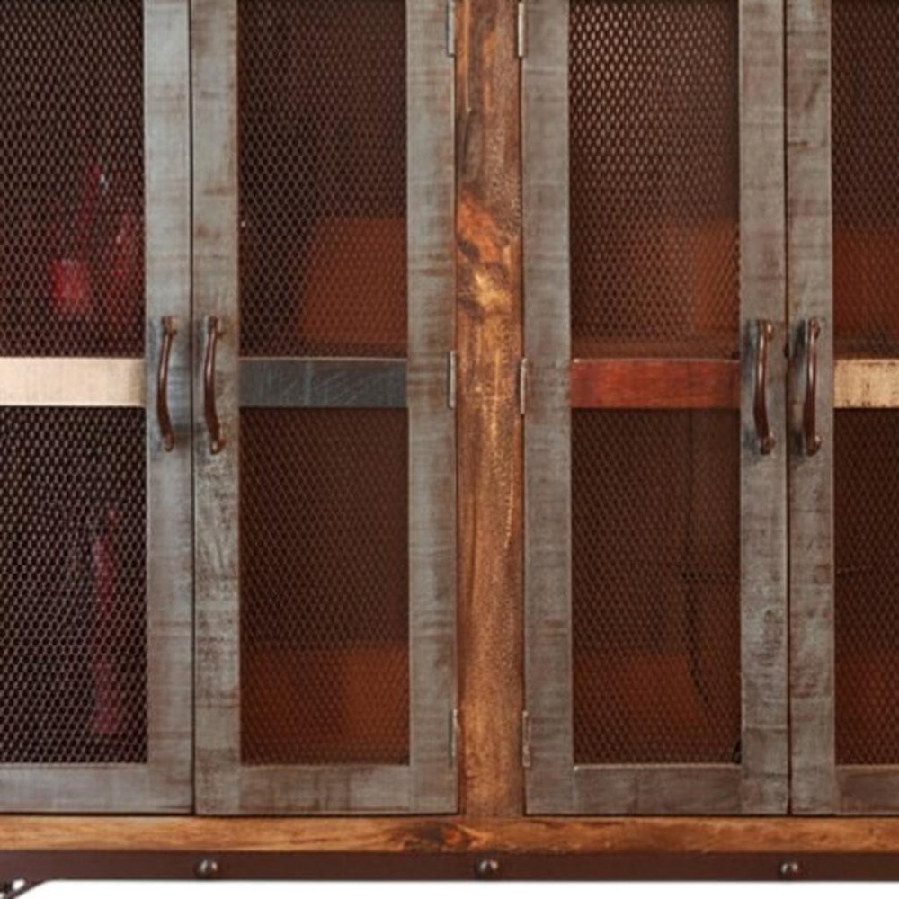 71" Brown Solid and Manufactured Wood Distressed Credenza HomeRoots