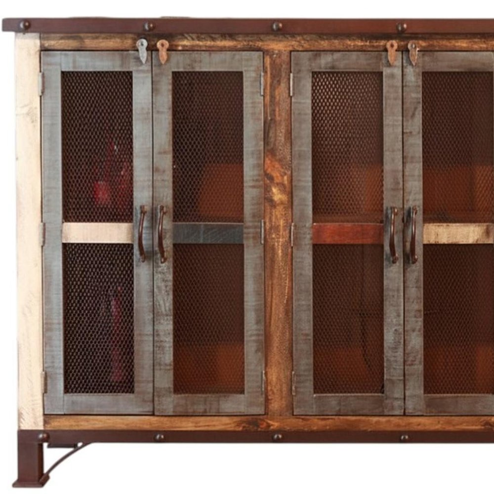 71" Brown Solid and Manufactured Wood Distressed Credenza HomeRoots