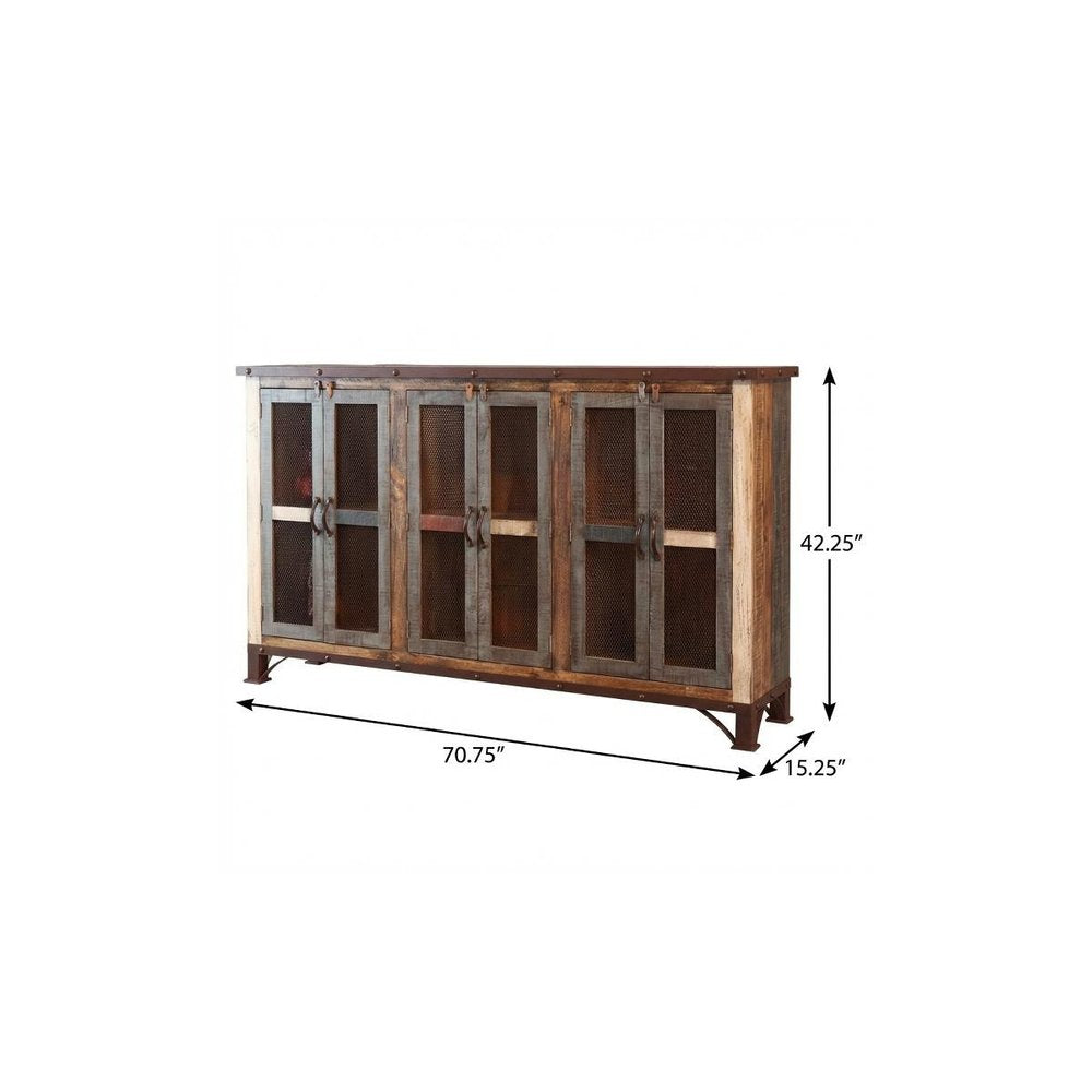 71" Brown Solid and Manufactured Wood Distressed Credenza HomeRoots
