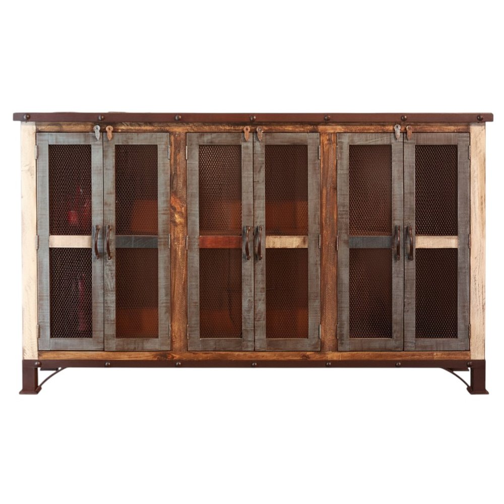 71" Brown Solid and Manufactured Wood Distressed Credenza HomeRoots