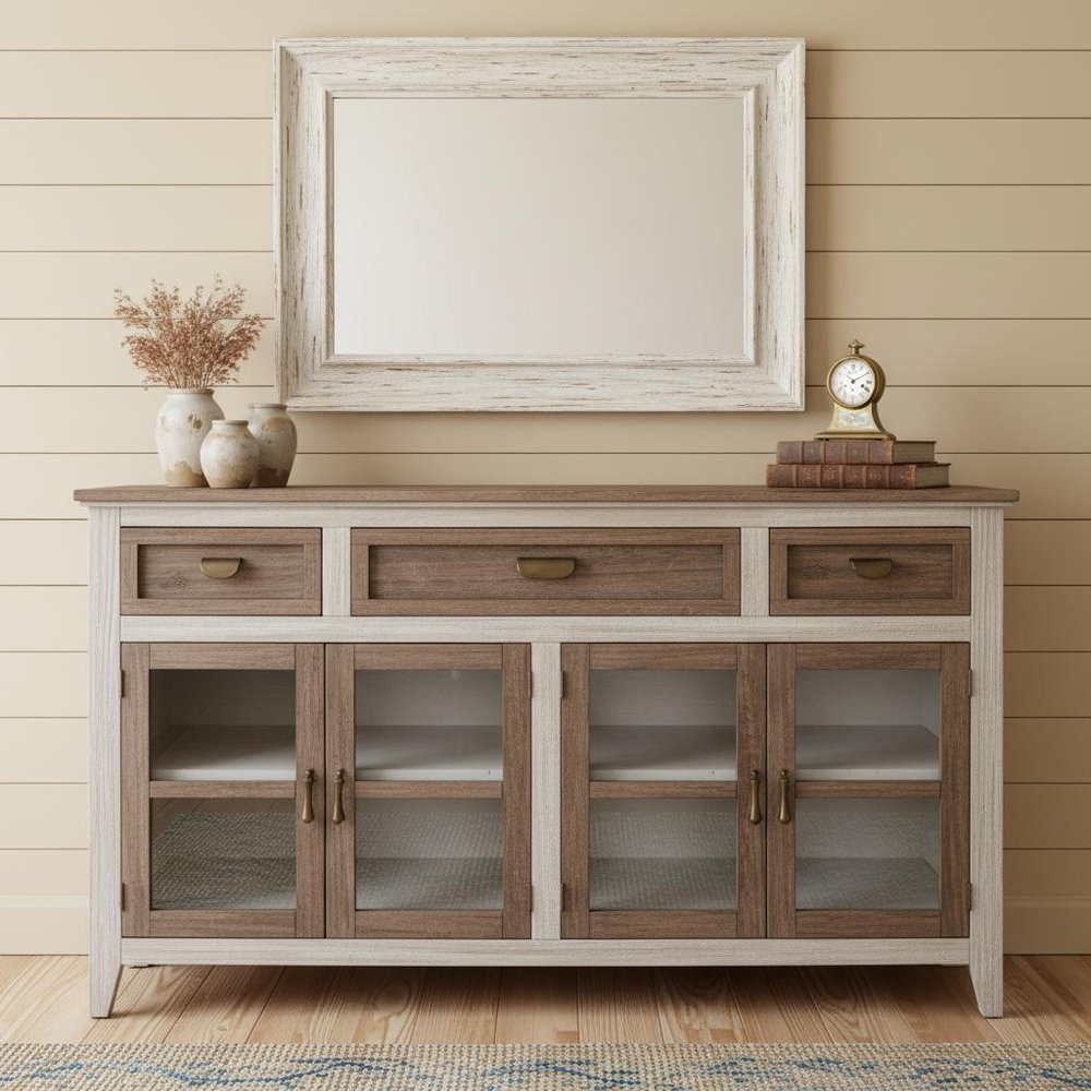 67" Brown Solid and Manufactured Wood Distressed Credenza HomeRoots