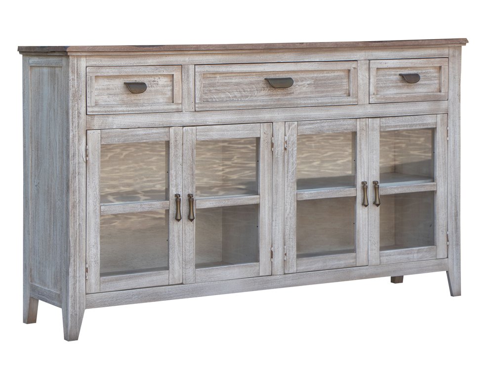 67" White Solid and Manufactured Wood Distressed Credenza HomeRoots