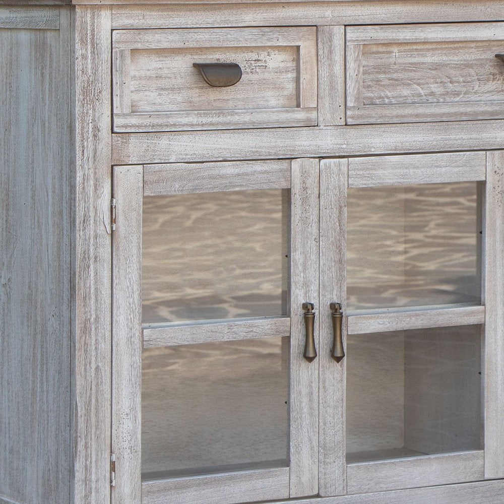 67" White Solid and Manufactured Wood Distressed Credenza HomeRoots