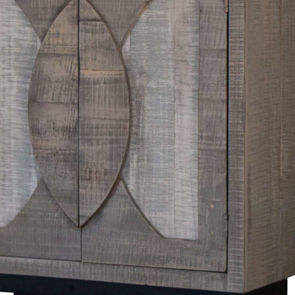 32" Gray Solid and Manufactured Wood Distressed Buffet Table HomeRoots