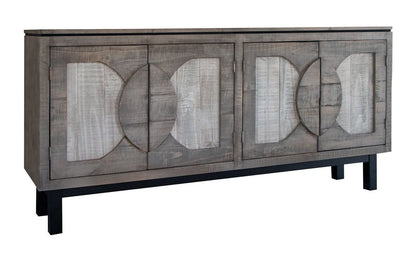 69" Gray Solid and Manufactured Wood Distressed Credenza HomeRoots