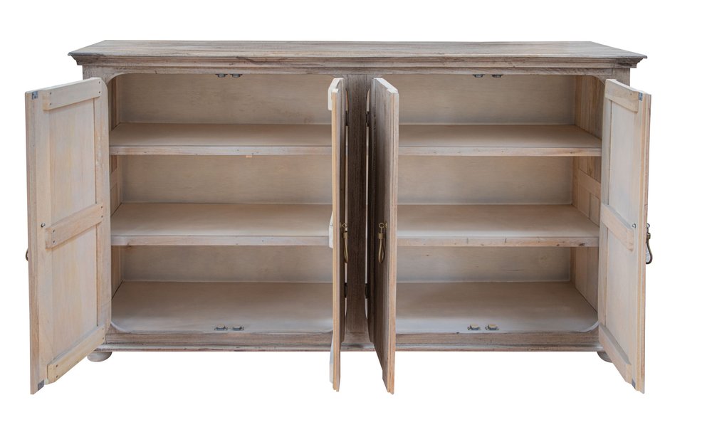 72" Sand Solid and Manufactured Wood Distressed Credenza HomeRoots