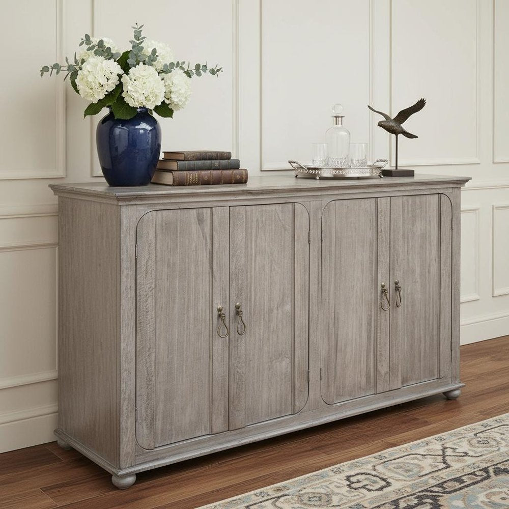 72" Sand Solid and Manufactured Wood Distressed Credenza HomeRoots