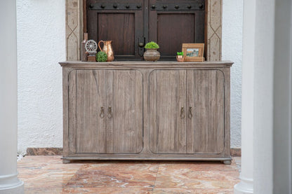 72" Sand Solid and Manufactured Wood Distressed Credenza HomeRoots