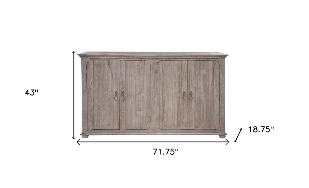72" Sand Solid and Manufactured Wood Distressed Credenza HomeRoots