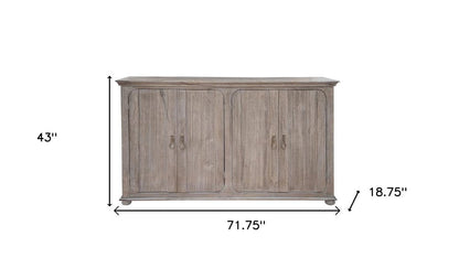 72" Sand Solid and Manufactured Wood Distressed Credenza HomeRoots