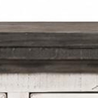 70" Antiqued White Solid and Manufactured Wood Distressed Buffet Table