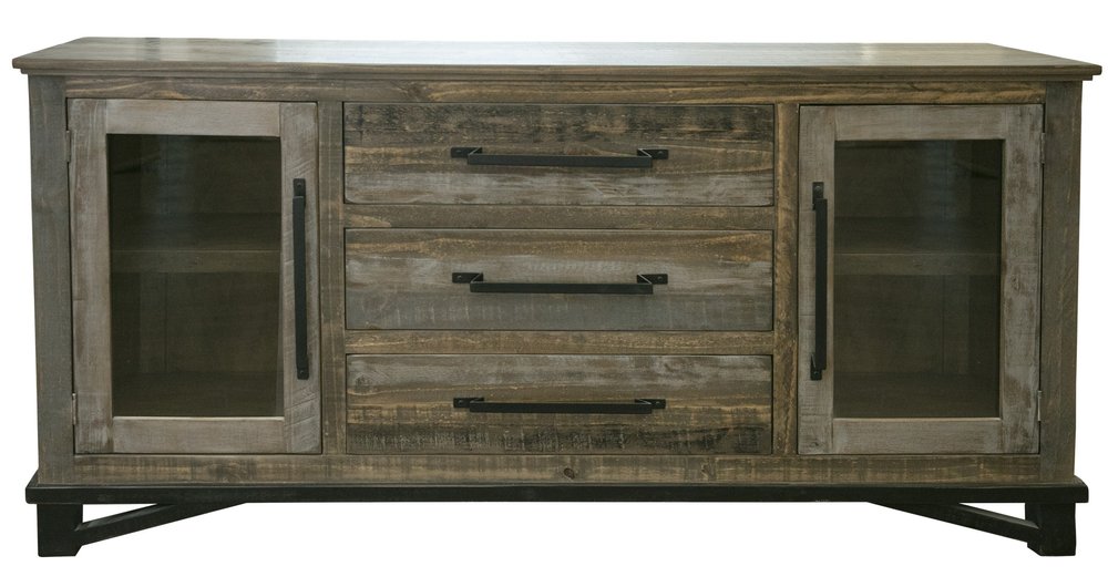 69" Brown Solid and Manufactured Wood Distressed Buffet Table HomeRoots
