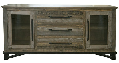 69" Brown Solid and Manufactured Wood Distressed Buffet Table HomeRoots