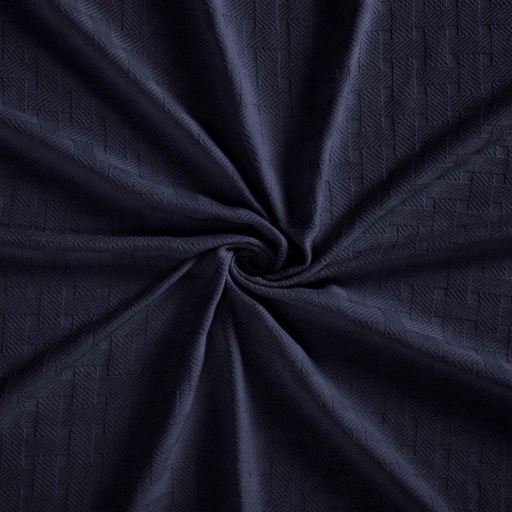 King Navy Blue Cotton Basketweave Geometric Blanket — view 3