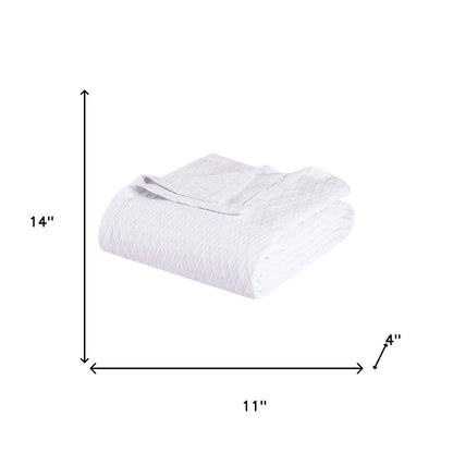 Queen White Cotton Geometric Blanket