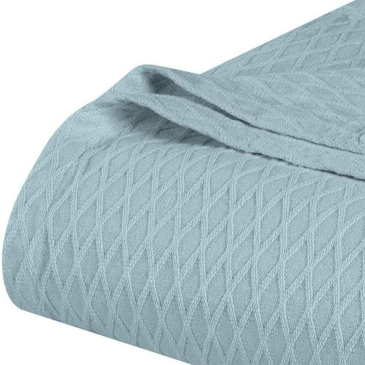 King Aqua Cotton Geometric Blanket