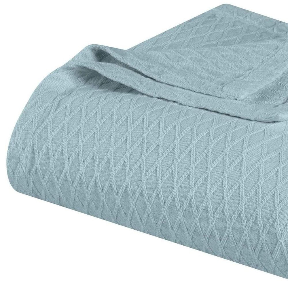 King Aqua Cotton Geometric Blanket — view 4