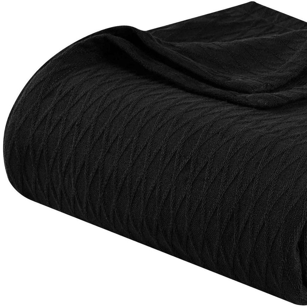 King Black Cotton Geometric Blanket — view 4
