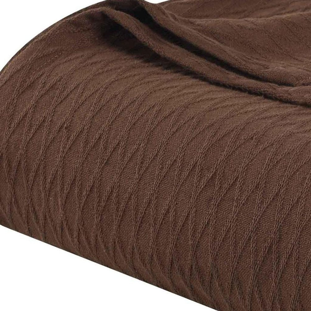 King Chocolate Cotton Geometric Blanket — view 2