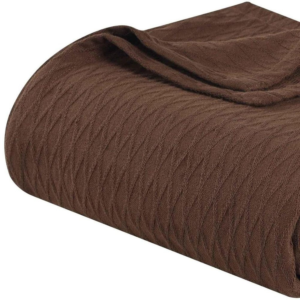 King Chocolate Cotton Geometric Blanket — view 3
