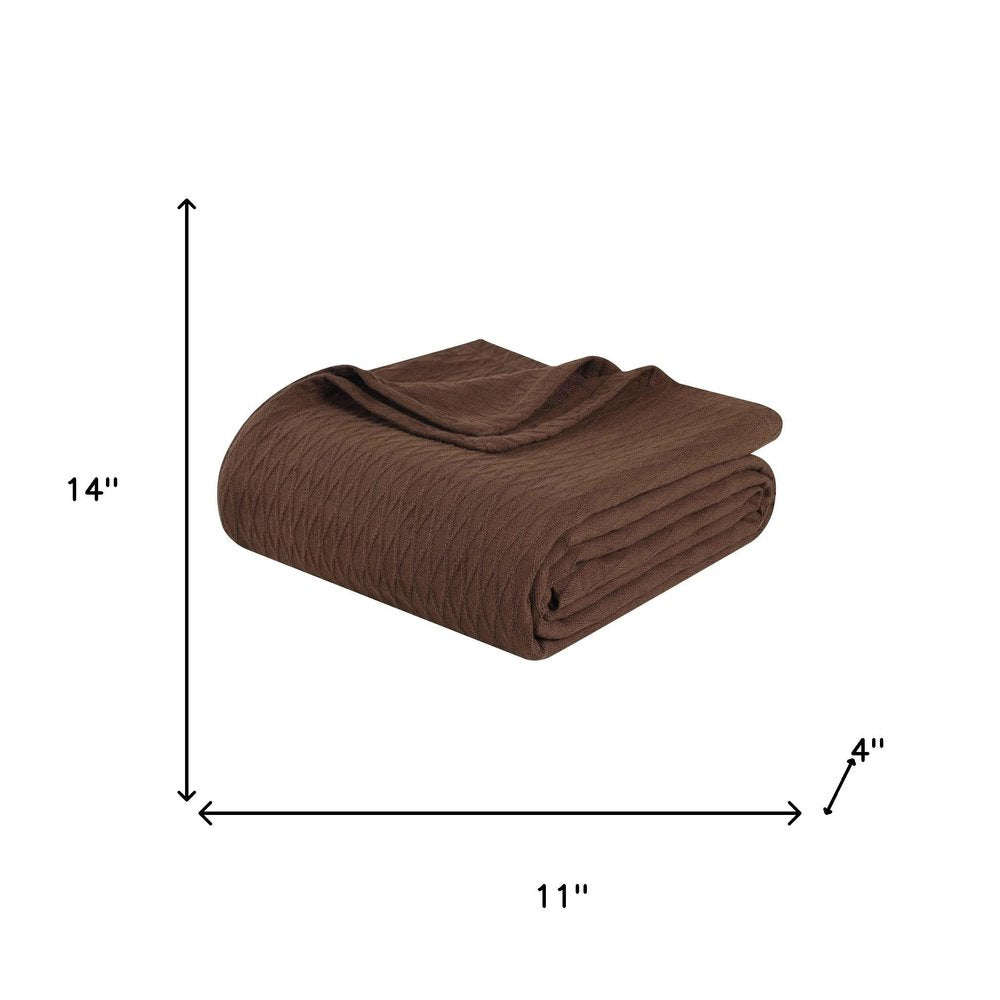 King Chocolate Cotton Geometric Blanket — view 4