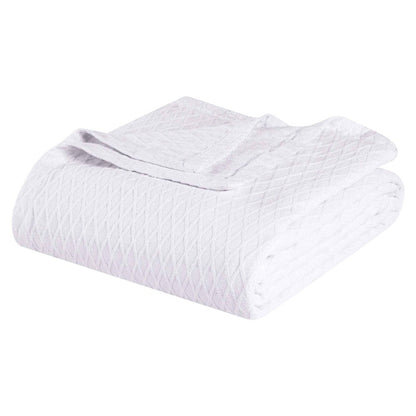 King White Cotton Geometric Blanket