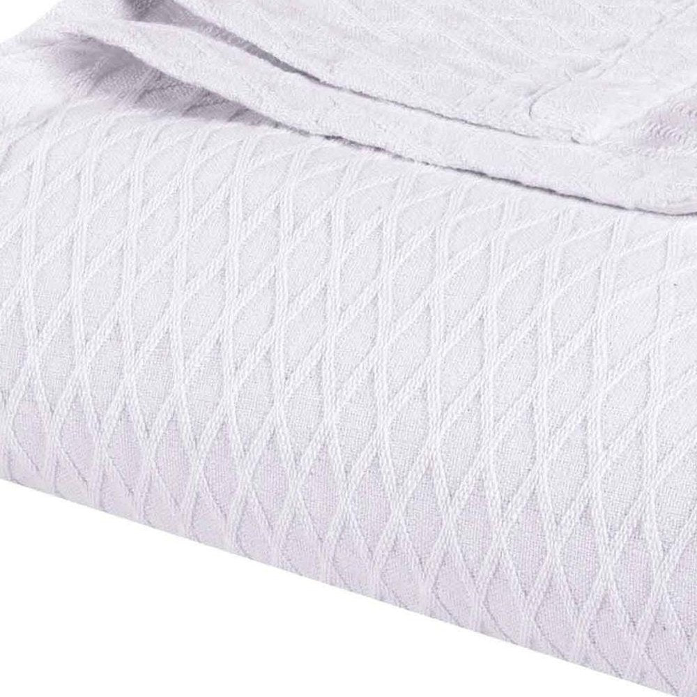 King White Cotton Geometric Blanket — view 2