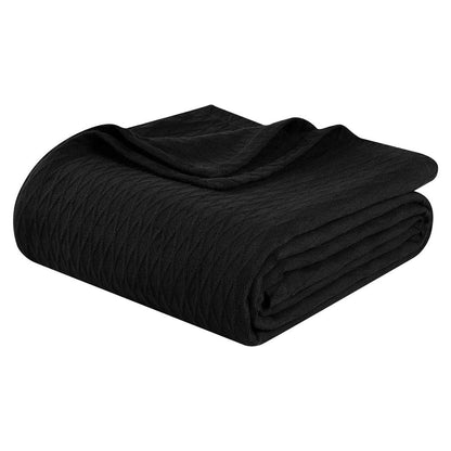 Twin Black Cotton Geometric Blanket